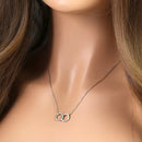 Sterling Silver Double Halo Necklace
