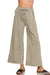 French Terry Wide Leg Washed Pintuck Pants — Ash Mocha