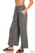 French Terry Wide Leg Washed Pintuck Pants — Black