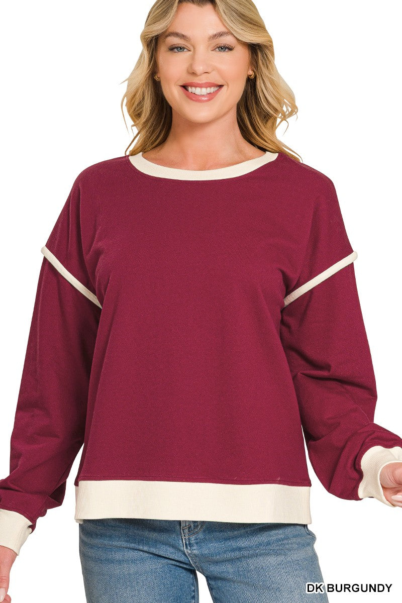French Terry Drop Shoulder Pullover