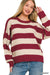 Striped Drop Shoulder Sweater — Cabernet