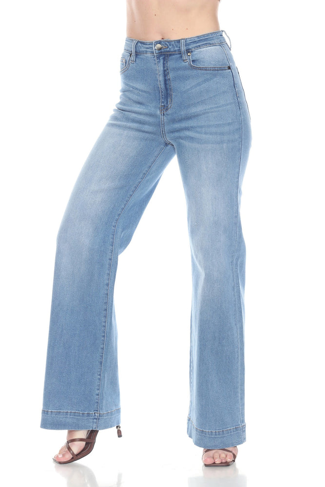 Medium Wash High-Rise Wide-Leg Jeans