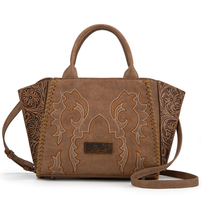 Wrangler Embroidered Floral Concealed Carry Tote & Crossbody Bag – Khaki Wrangler