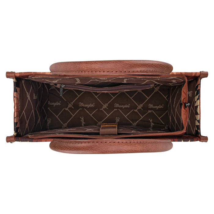 Wrangler Southwestern Pattern Dual Sided Print Tote/Crossbody Montana West