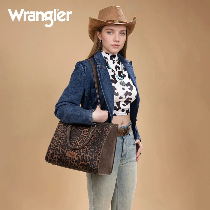Wrangler Leopard Print Wide Large Tote Montana West