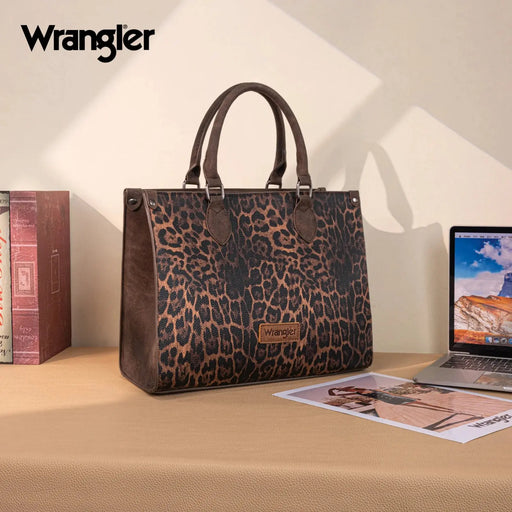 Wrangler Leopard Print Wide Large Tote Montana West