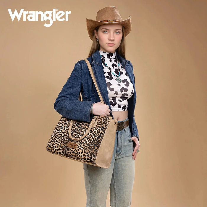 Wrangler Leopard Print Wide Large Tote Montana West
