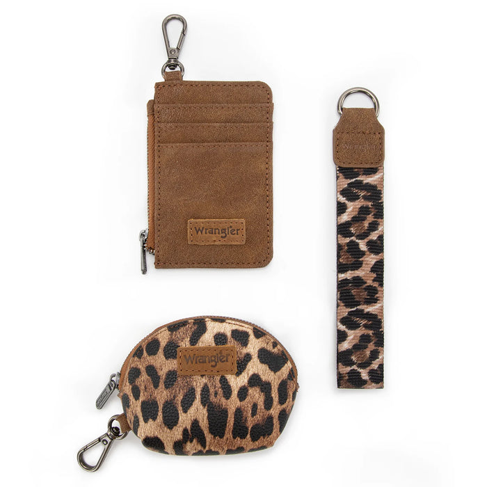 Wrangler Leopard Print Dual Pouch Wristlet