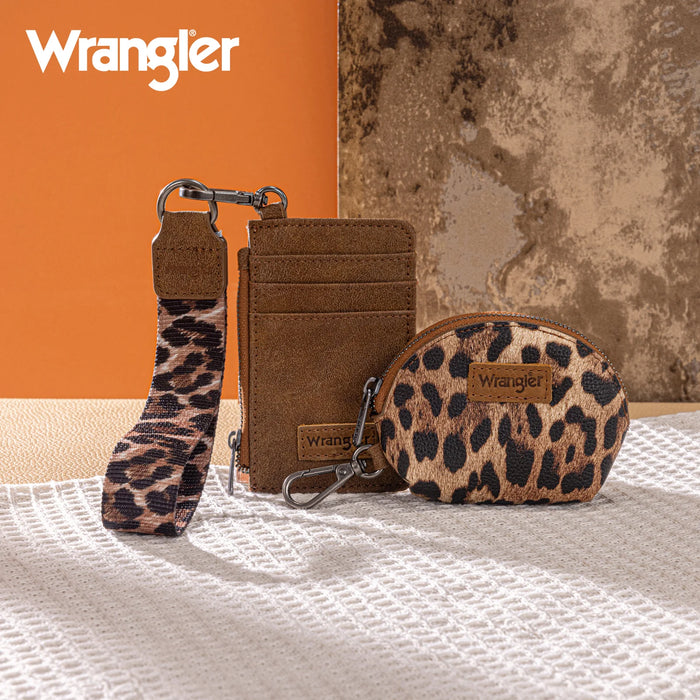 Wrangler Leopard Print Dual Pouch Wristlet