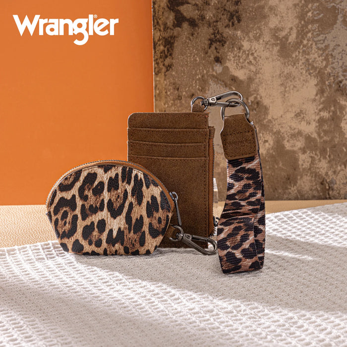 Wrangler Leopard Print Dual Pouch Wristlet