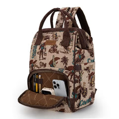 Wrangler Vintage Retro Cowboy Print Backpack - Tan