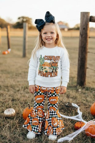 Cowboy Pumpkin Sweatshirt Girls Set