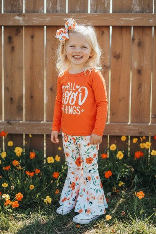 Western All Good Things Floral Bell-Bottom Girls Set