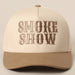 SMOKE SHOW Typographic Embroidery Baseball Cap Fashion City