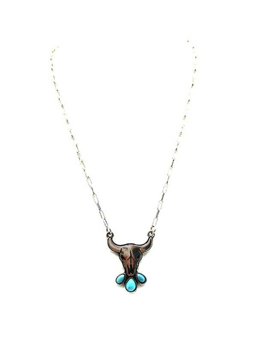 Western Steerhead Turquoise Pendant Necklace Snowing West
