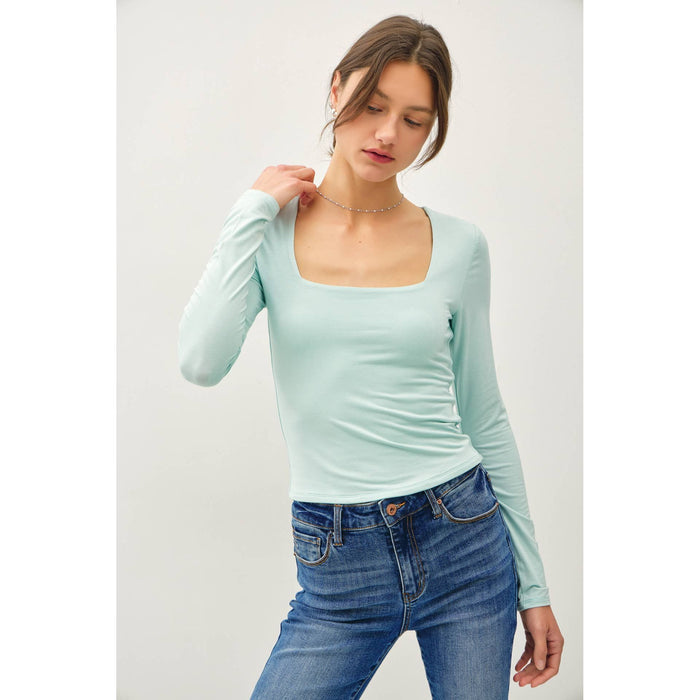 BASIC SQUARE NECK LONG SLEEVE TOP