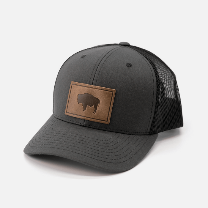 Buffalo Hat | Leather Patch Trucker Hat