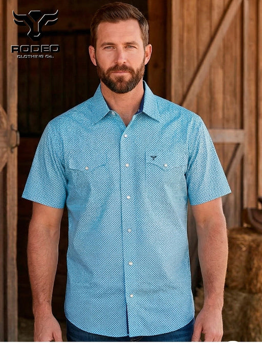 Men's Western Pearl Snap Aztec Print Shirt Rodeo Clothing