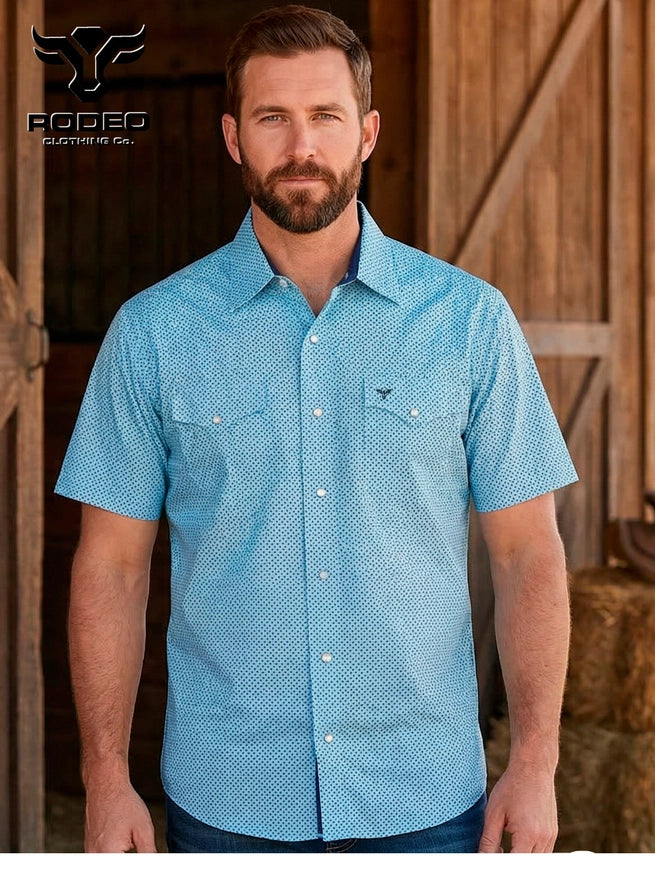 Men's Western Pearl Snap Aztec Print Shirt