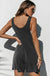 Dark Grey Striped Print Knotted Straps Pocketed Romper Dear lover