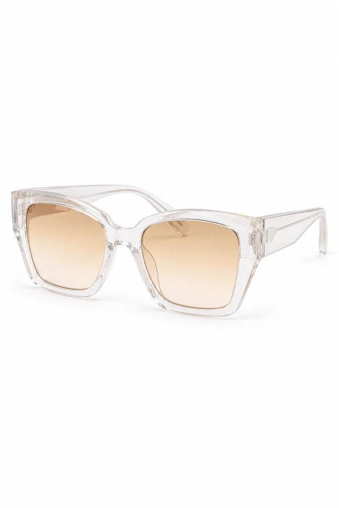 Acetate Square Cateye Sunglasses - Clear Champagne