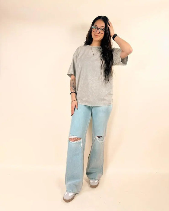 Acid Wash Boyfriend Box Tee - LECCE