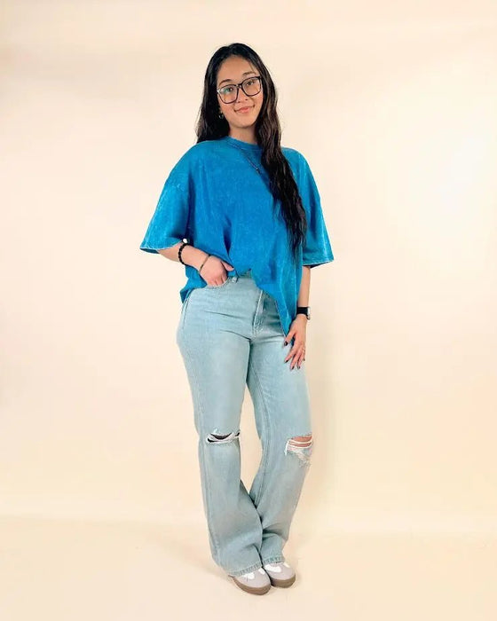 Acid Wash Boyfriend Box Tee - LECCE