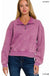 Acid Wash Fleece Half Zip Pullover - LECCE