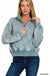 Acid Wash Fleece Half Zip Pullover - LECCE