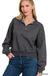 Acid Wash Fleece Half Zip Pullover - LECCE