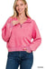 Acid Wash Fleece Half Zip Pullover - LECCE