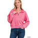 Acid Wash Fleece Half Zip Pullover - LECCE