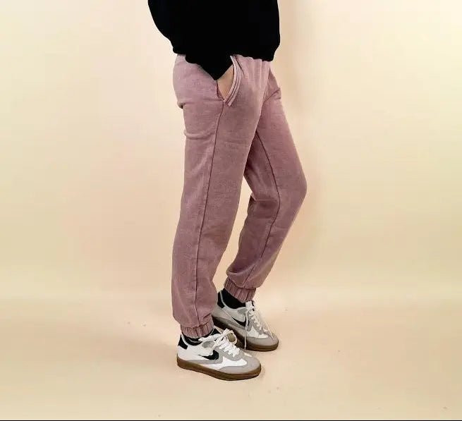Acid Wash Fleece Joggers With Pockets - LECCE