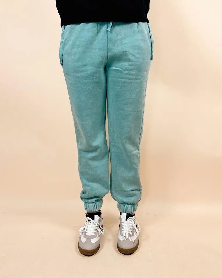 Acid Wash Fleece Joggers With Pockets - LECCE