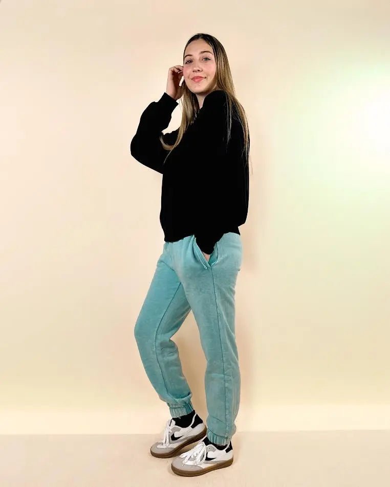 Acid Wash Fleece Joggers With Pockets - LECCE
