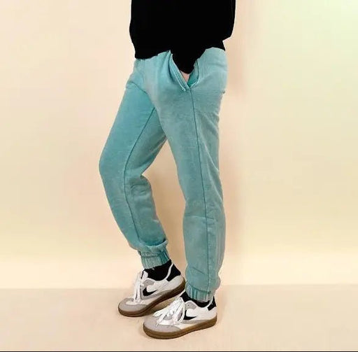 Acid Wash Fleece Joggers With Pockets - LECCE