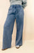 Acid Wash Fleece Palazzo Sweatpants With Pockets - LECCE