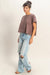 Acid Washed Cross Detail Open Back Top - LECCE