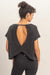 Acid Washed Cross Detail Open Back Top - LECCE