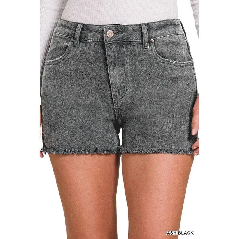 Acid Wash Frayed Cutoff Shorts