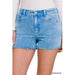 Acid Washed Frayed Cutoff Hem Shorts - LECCE