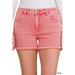 Acid Washed Frayed Cutoff Hem Shorts - LECCE