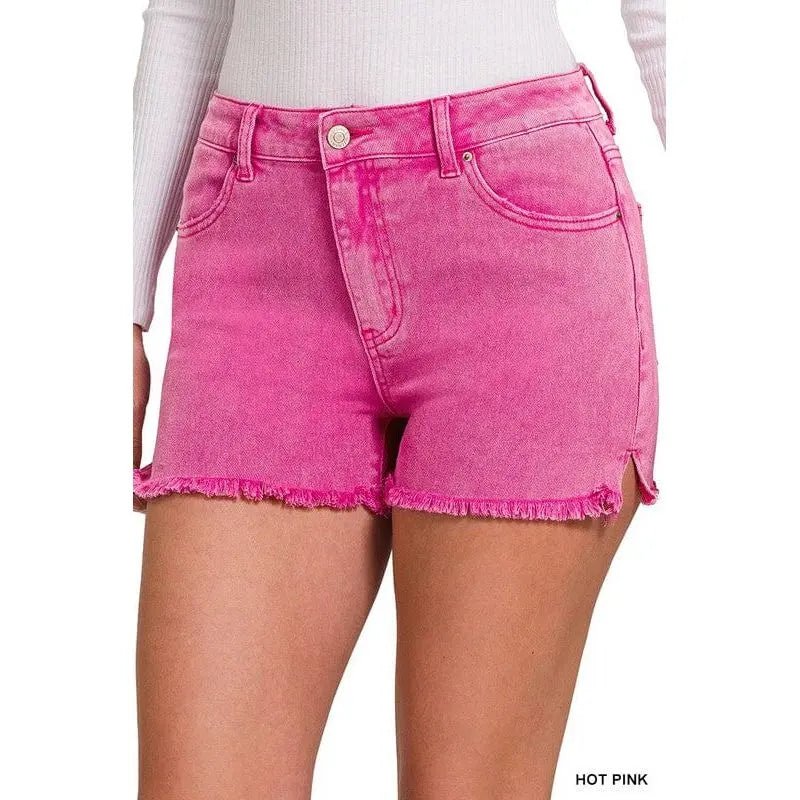 Acid Wash Frayed Cutoff Shorts