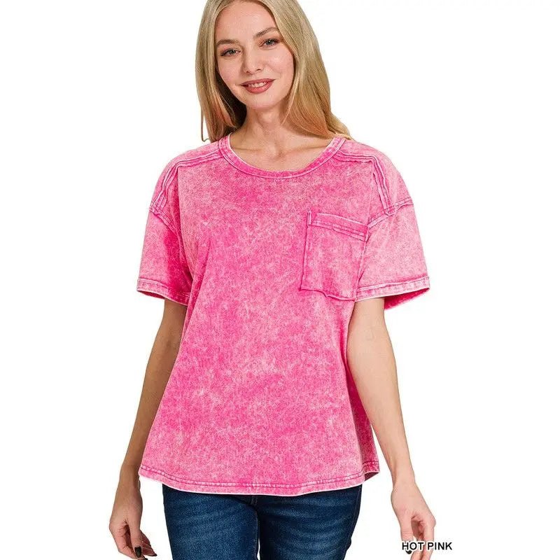 Acid Washed Round Neck T-shirt - LECCE