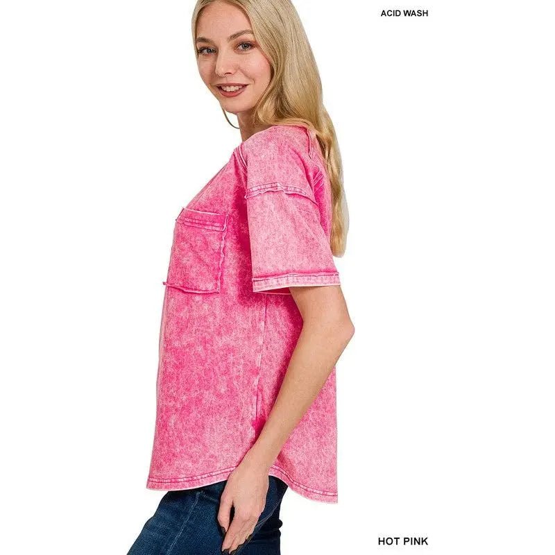 Acid Washed Round Neck T-shirt - LECCE