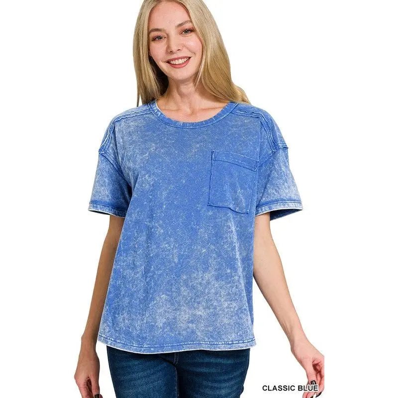 Acid Washed Round Neck T-shirt - LECCE