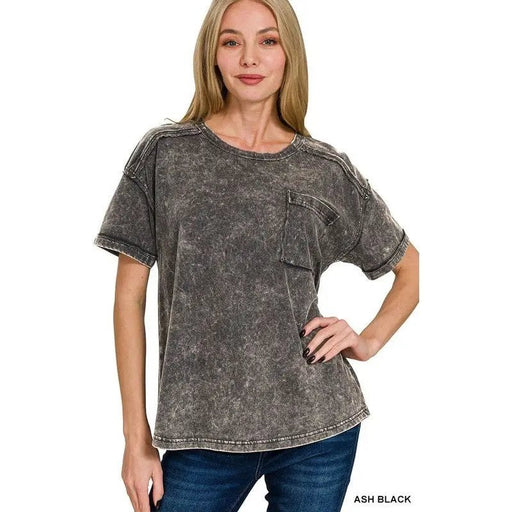 Acid Washed Round Neck T-shirt - LECCE