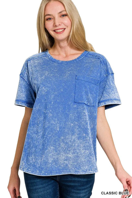 Acid Washed Round Neck T-shirts - LECCE