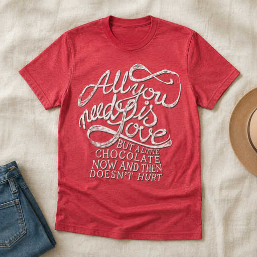 All You Need Is Love Valentine's Graphic Tee flat lay