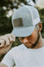 American Flag Hat | Leather Patch Trucker Hat - LECCE